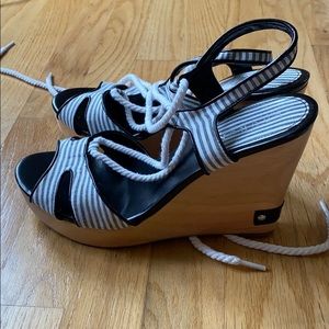 Ralph Lauren Tie Wedges Lex Black Shirting Stripe